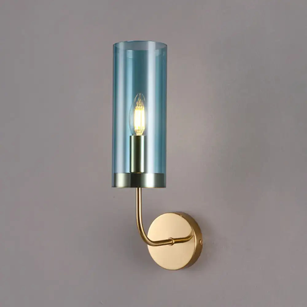 DecorBites™ Retro Brass Sconce Wall Mount Lamp with Cylindrical Glass Shade – 1/2 Light Fixture for Living Room