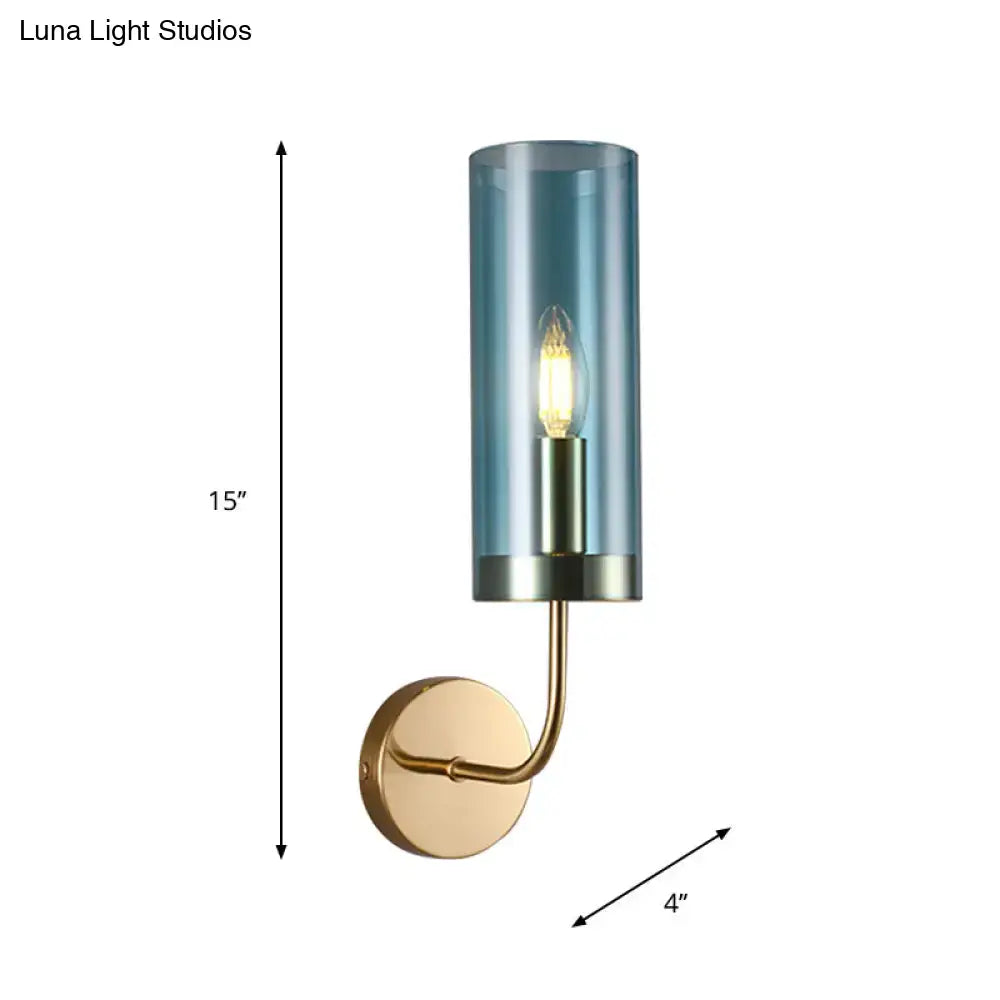 DecorBites™ Retro Brass Sconce Wall Mount Lamp with Cylindrical Glass Shade – 1/2 Light Fixture for Living Room