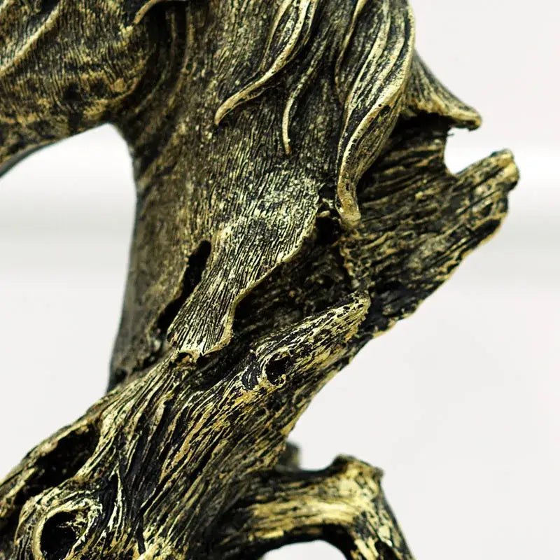 Retro bronze & beige resin horse head statue living room decor