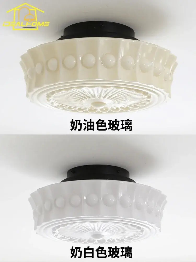 DecorBites™ Cream Glass LED Ceiling Light Retro Medieval Style Home Decor