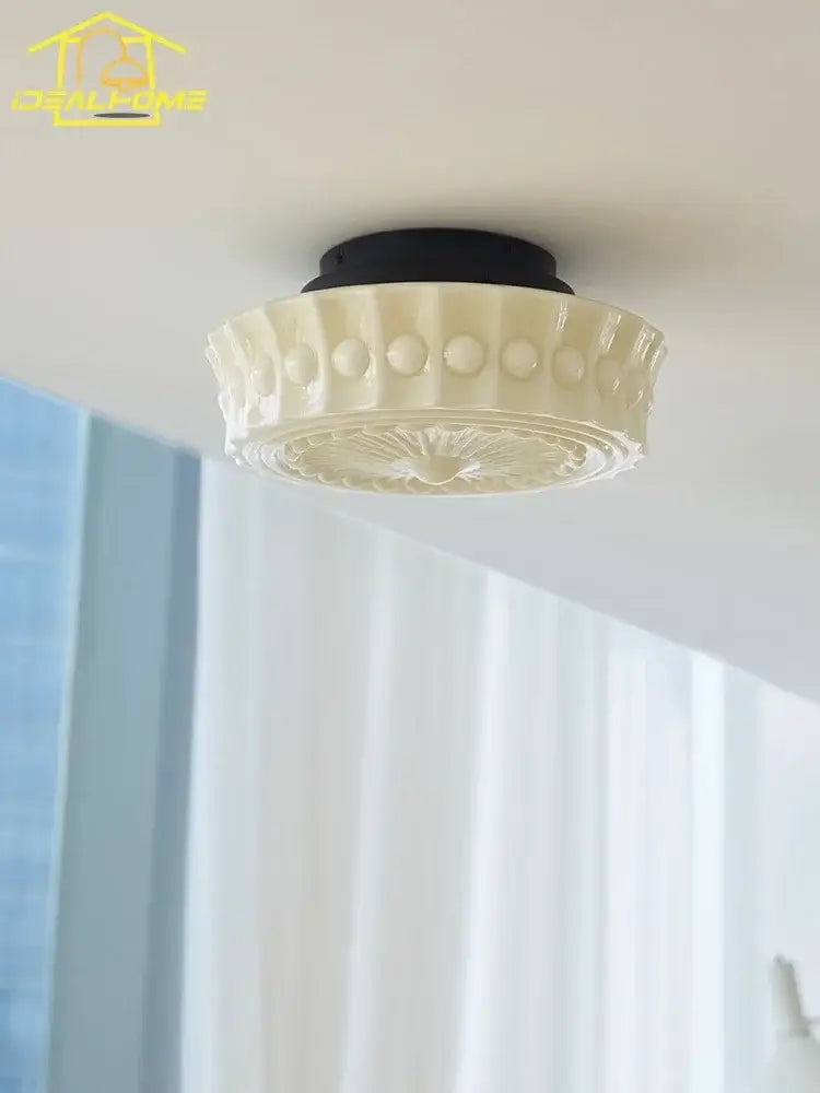 DecorBites™ Cream Glass LED Ceiling Light Retro Medieval Style Home Decor