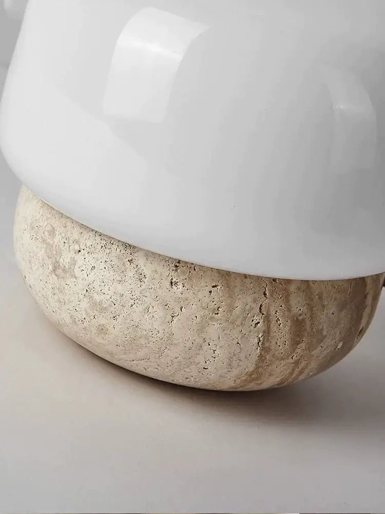 Retro cream mushroom table lamp bedroom textured stone light