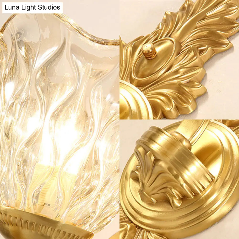 DecorBites™ Retro Crystal Flower Wall Lamp - 1 Light Gold Flush Sconce for Living Room