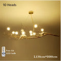 Retro gold bird nest led chandelier dining room glass globe light