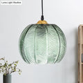 DecorBites™ Pumpkin Dinette Pendant Lamp Green Ribbed Glass 1 Head Retro Style Hanging Light Kit
