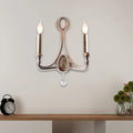 Retro loft fabric aged silver wall light bedroom crystal sconce