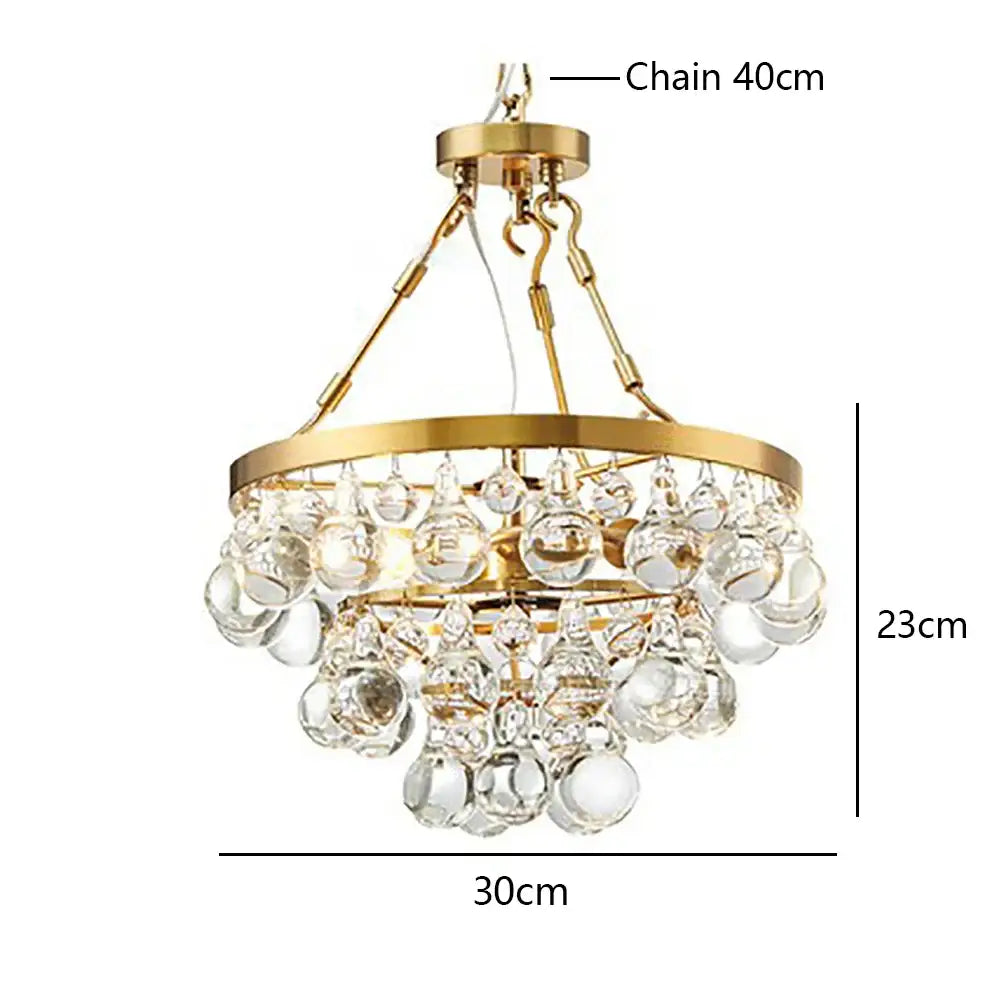 Retro luxury gold crystal bead ceiling pendant lights dining room