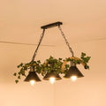 Retro metal ivy and rope pendant light kitchen island fixture