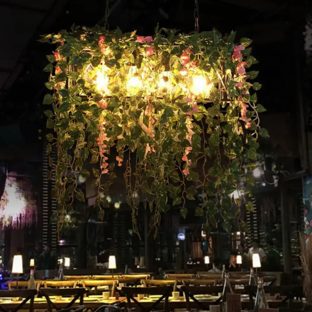 Retro metal plant decor ceiling light for dining room