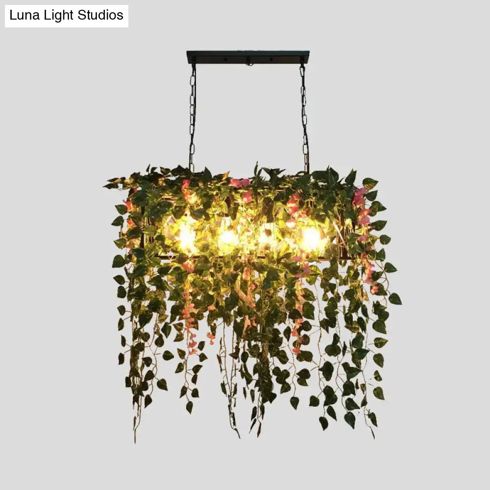Retro metal plant decor ceiling light for dining room