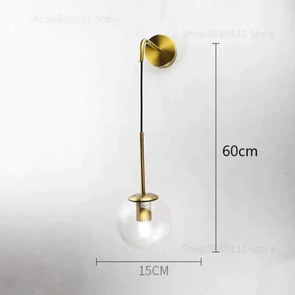 Retro modern glass smoked globe wall lamps for bedroom lighting