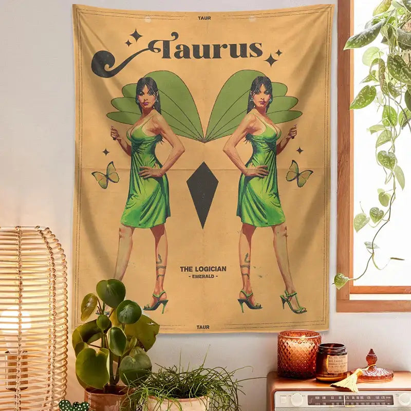 DecorBites™ Constellation Tarot Tapestry: Retro Modern Woman Wall Hanging & Room Decor