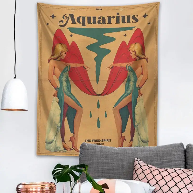 DecorBites™ Constellation Tarot Tapestry: Retro Modern Woman Wall Hanging & Room Decor