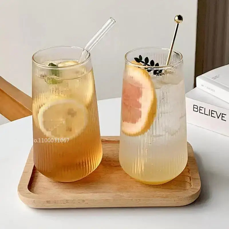 DecorBites™ Glass Coffee Cup Set 500ml - Retro Transparent Tea Drink Mug - Drinkware Collection
