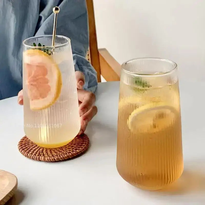 DecorBites™ Glass Coffee Cup Set 500ml - Retro Transparent Tea Drink Mug - Drinkware Collection