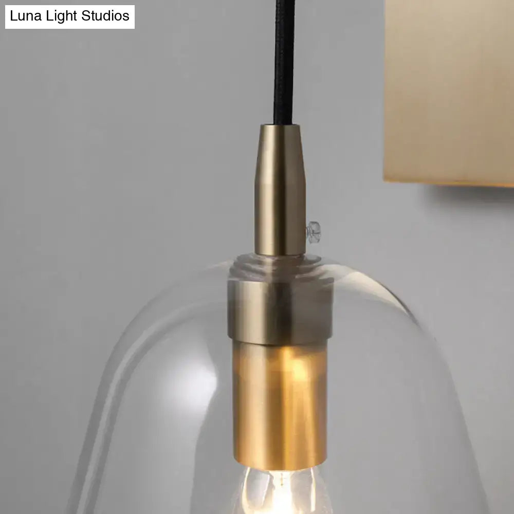 Retro style brass wall light with glass shade – bedroom sconce
