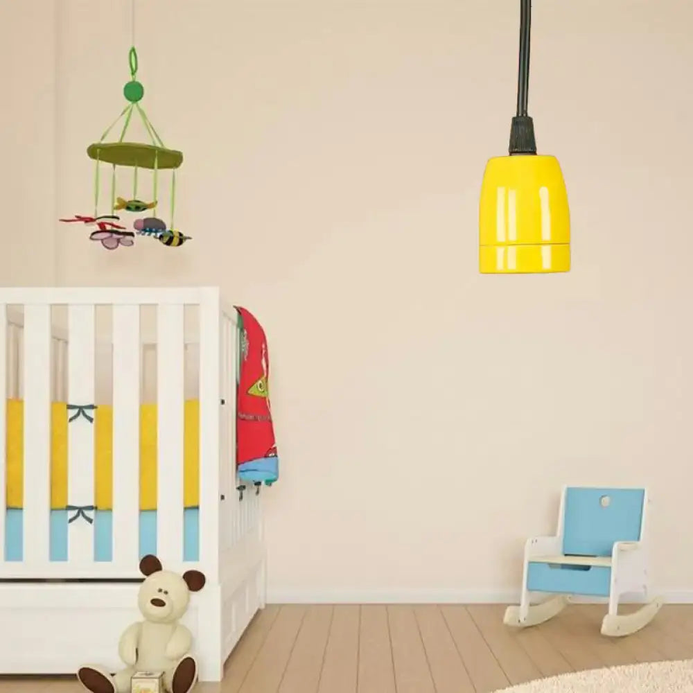 DecorBites™ Retro Style Mini Hanging Pendant Light - Adjustable Cord, Black/Red Ceramic Ceiling Fixture
