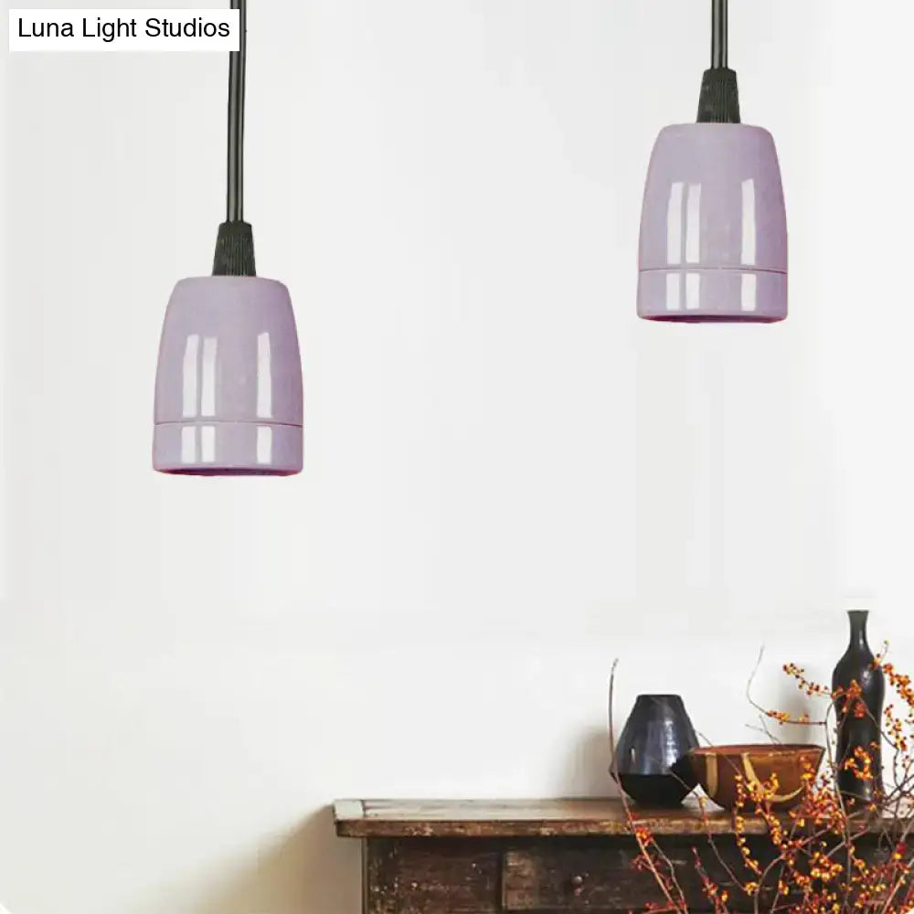 DecorBites™ Retro Style Mini Hanging Pendant Light - Adjustable Cord, Black/Red Ceramic Ceiling Fixture