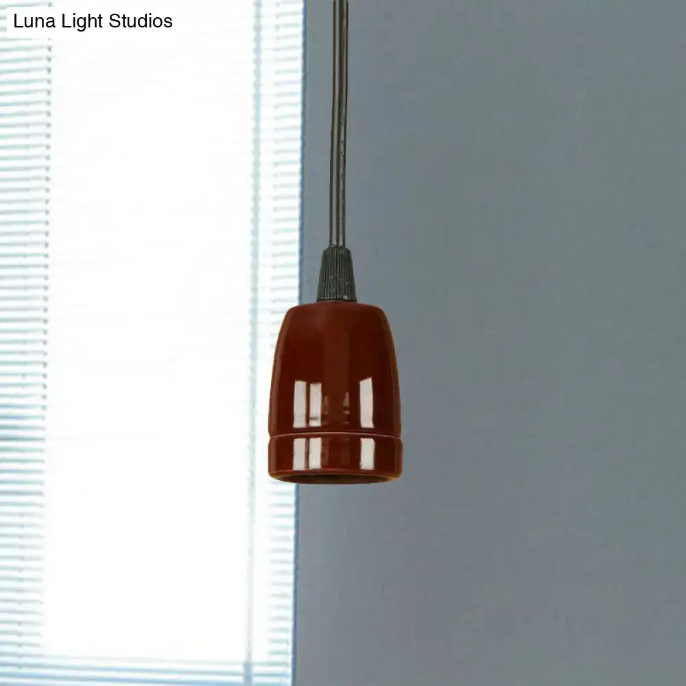DecorBites™ Retro Style Mini Hanging Pendant Light - Adjustable Cord, Black/Red Ceramic Ceiling Fixture