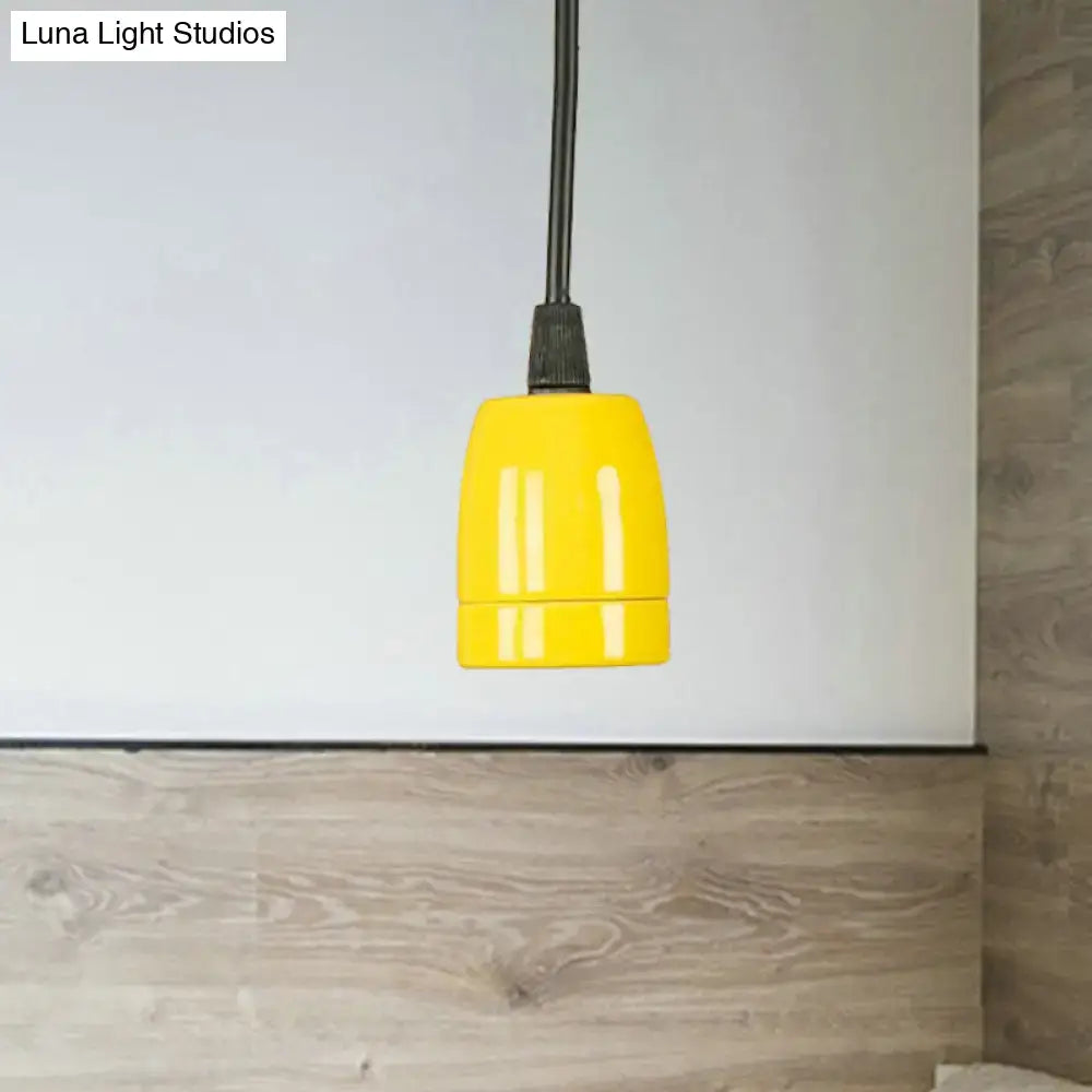 DecorBites™ Retro Style Mini Hanging Pendant Light - Adjustable Cord, Black/Red Ceramic Ceiling Fixture