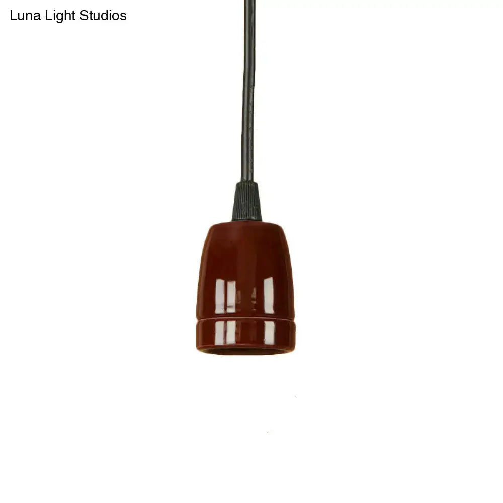 DecorBites™ Retro Style Mini Hanging Pendant Light - Adjustable Cord, Black/Red Ceramic Ceiling Fixture