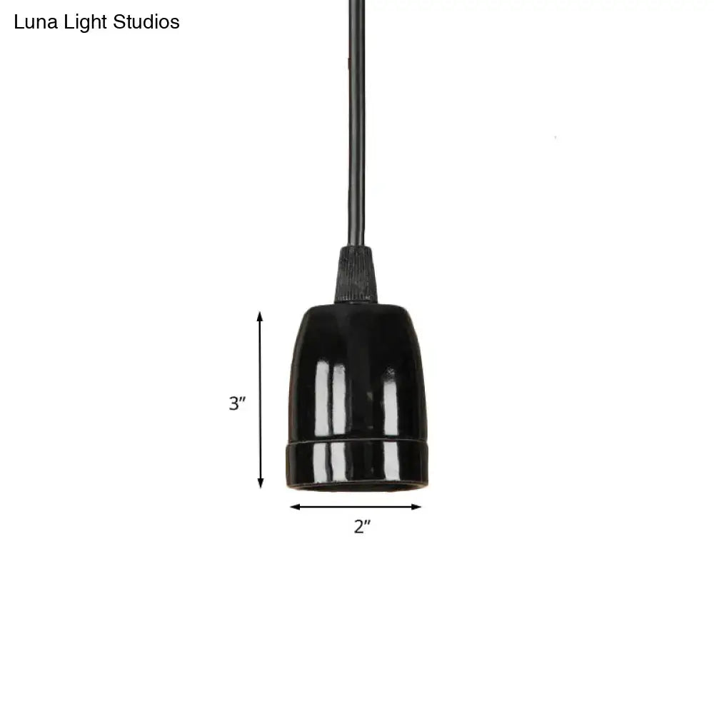 DecorBites™ Retro Style Mini Hanging Pendant Light - Adjustable Cord, Black/Red Ceramic Ceiling Fixture