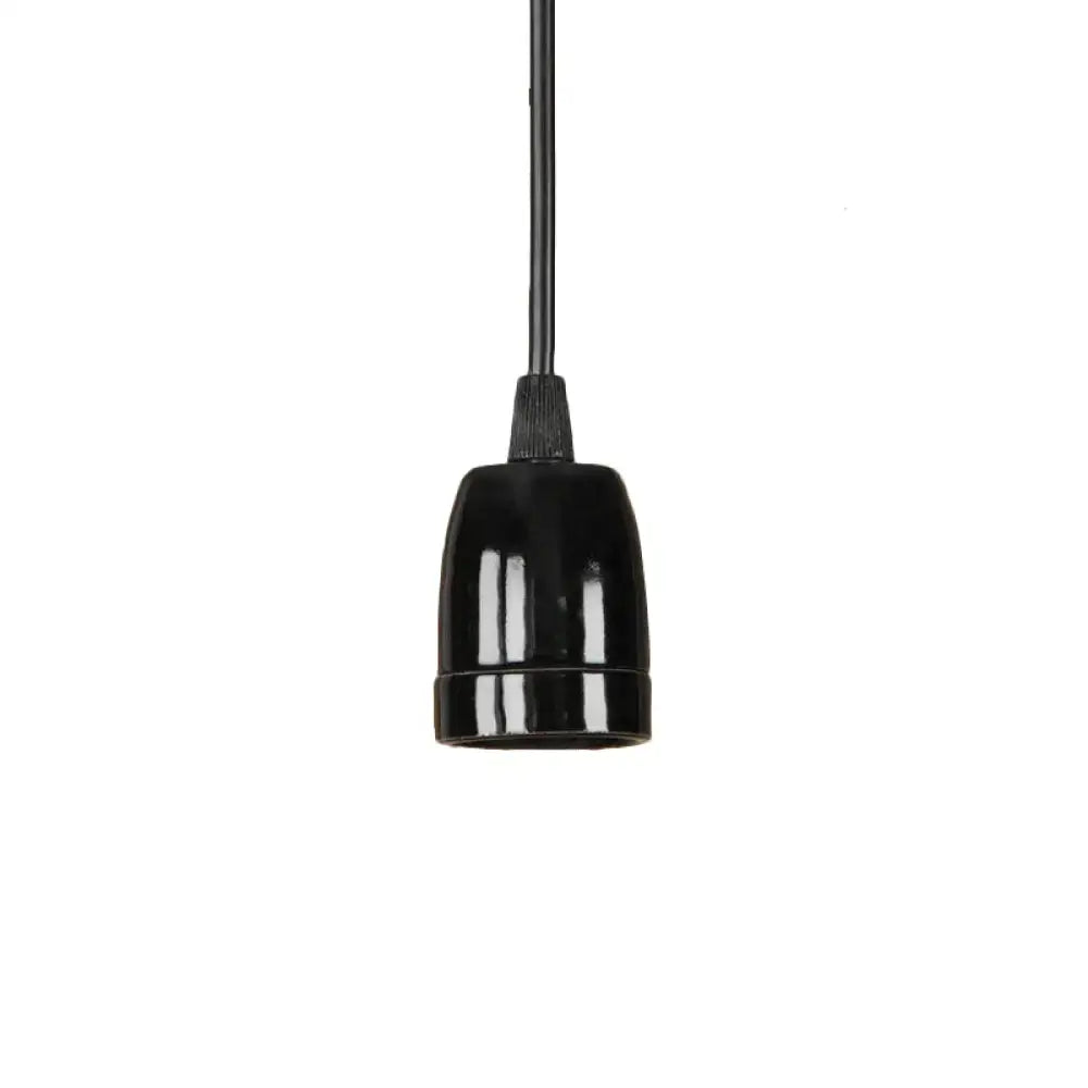 DecorBites™ Retro Style Mini Hanging Pendant Light - Adjustable Cord, Black/Red Ceramic Ceiling Fixture