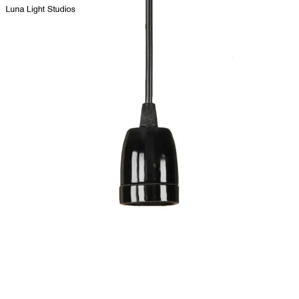 DecorBites™ Retro Style Mini Hanging Pendant Light - Adjustable Cord, Black/Red Ceramic Ceiling Fixture