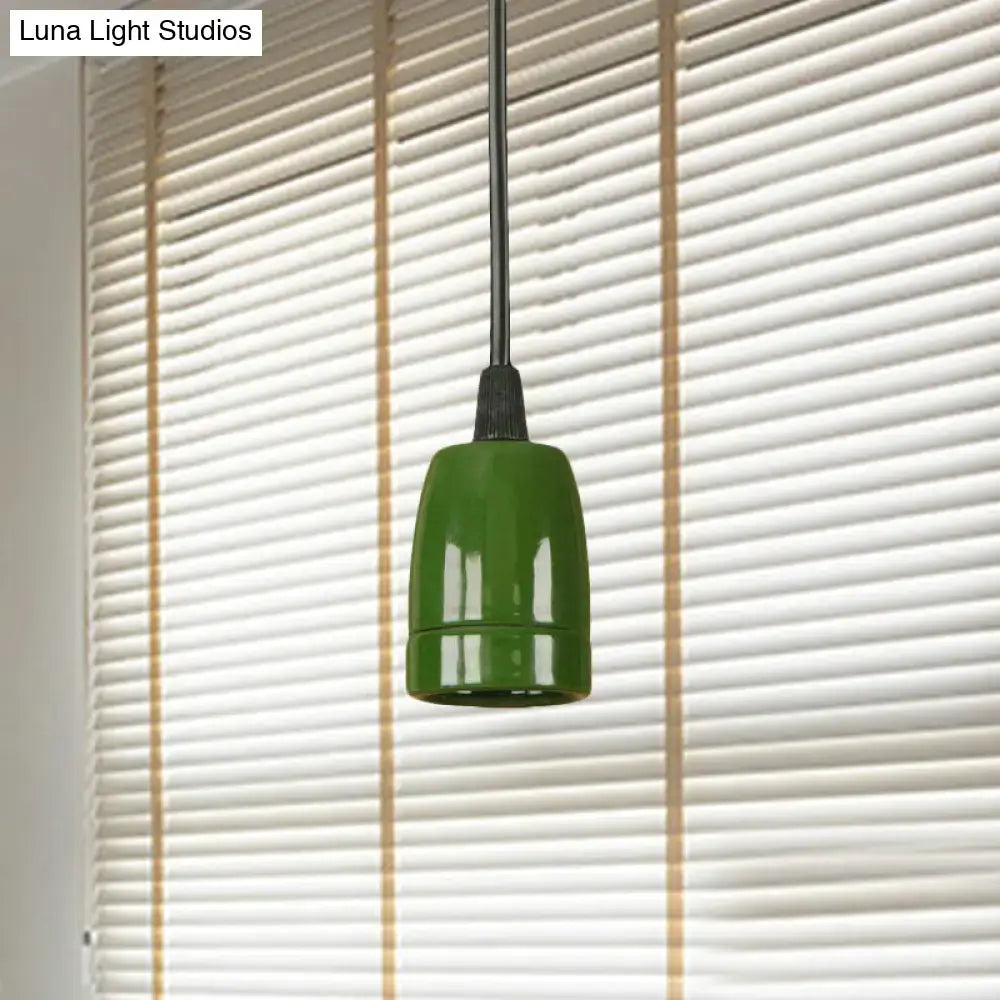 DecorBites™ Retro Style Mini Hanging Pendant Light - Adjustable Cord, Black/Red Ceramic Ceiling Fixture