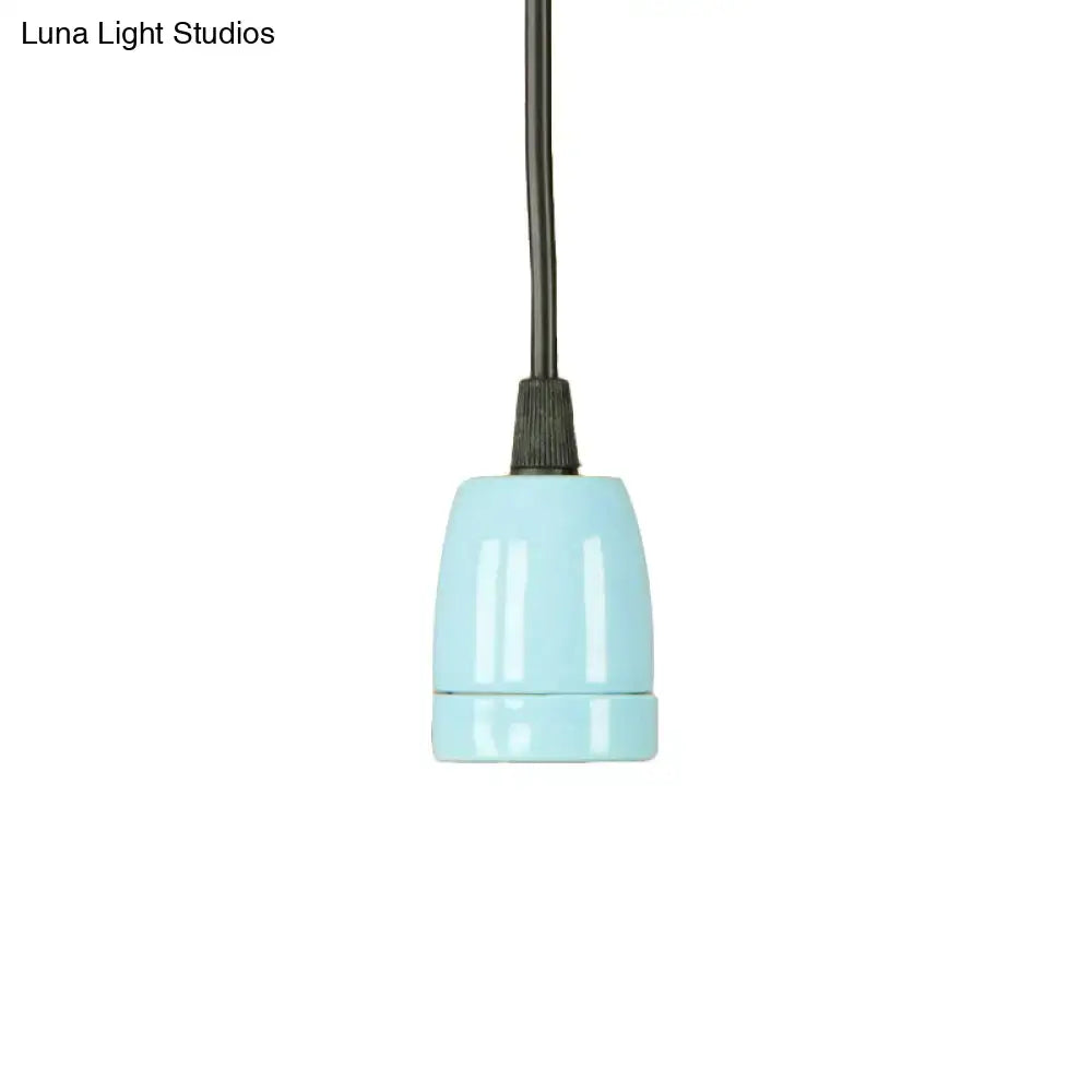 DecorBites™ Retro Style Mini Hanging Pendant Light - Adjustable Cord, Black/Red Ceramic Ceiling Fixture