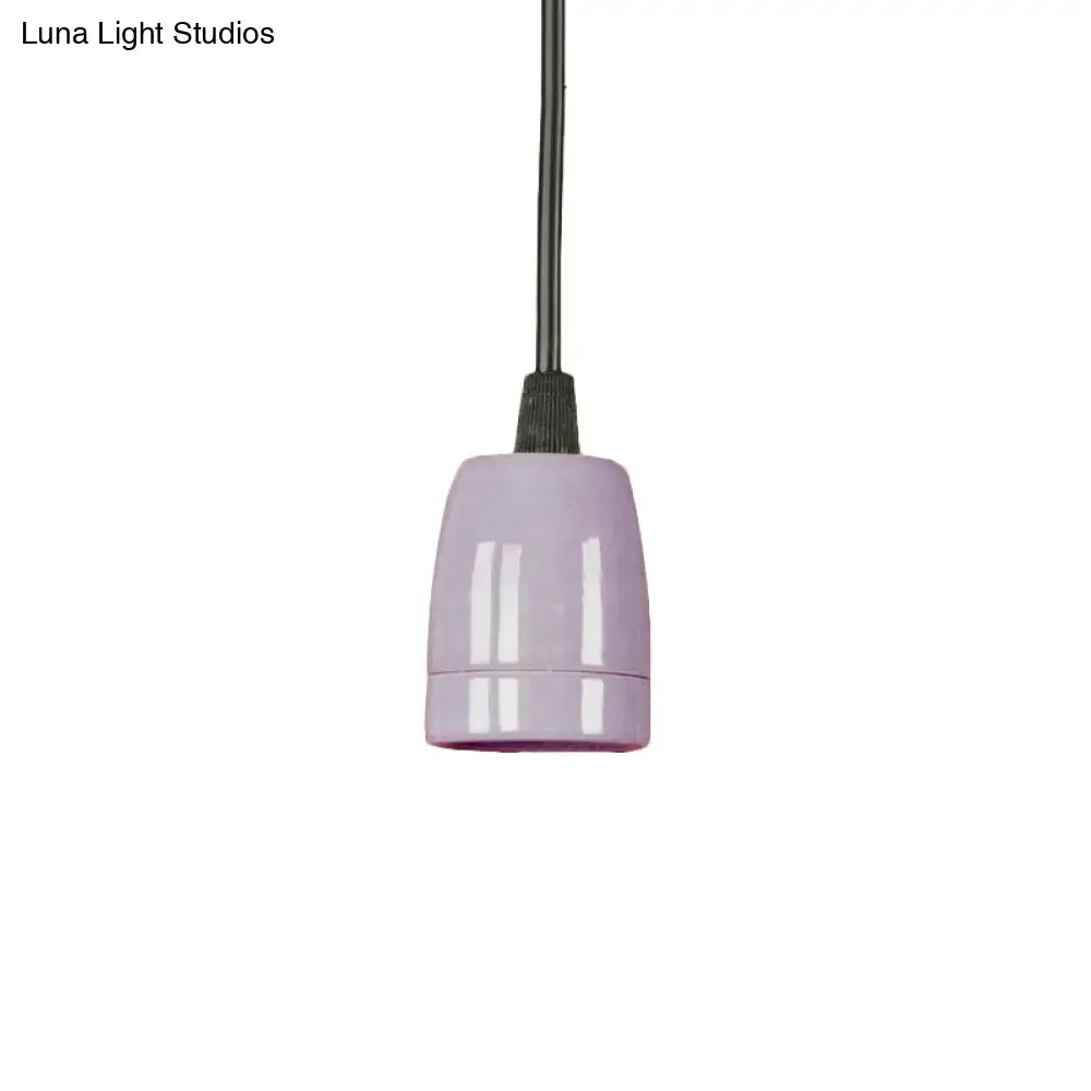 DecorBites™ Retro Style Mini Hanging Pendant Light - Adjustable Cord, Black/Red Ceramic Ceiling Fixture