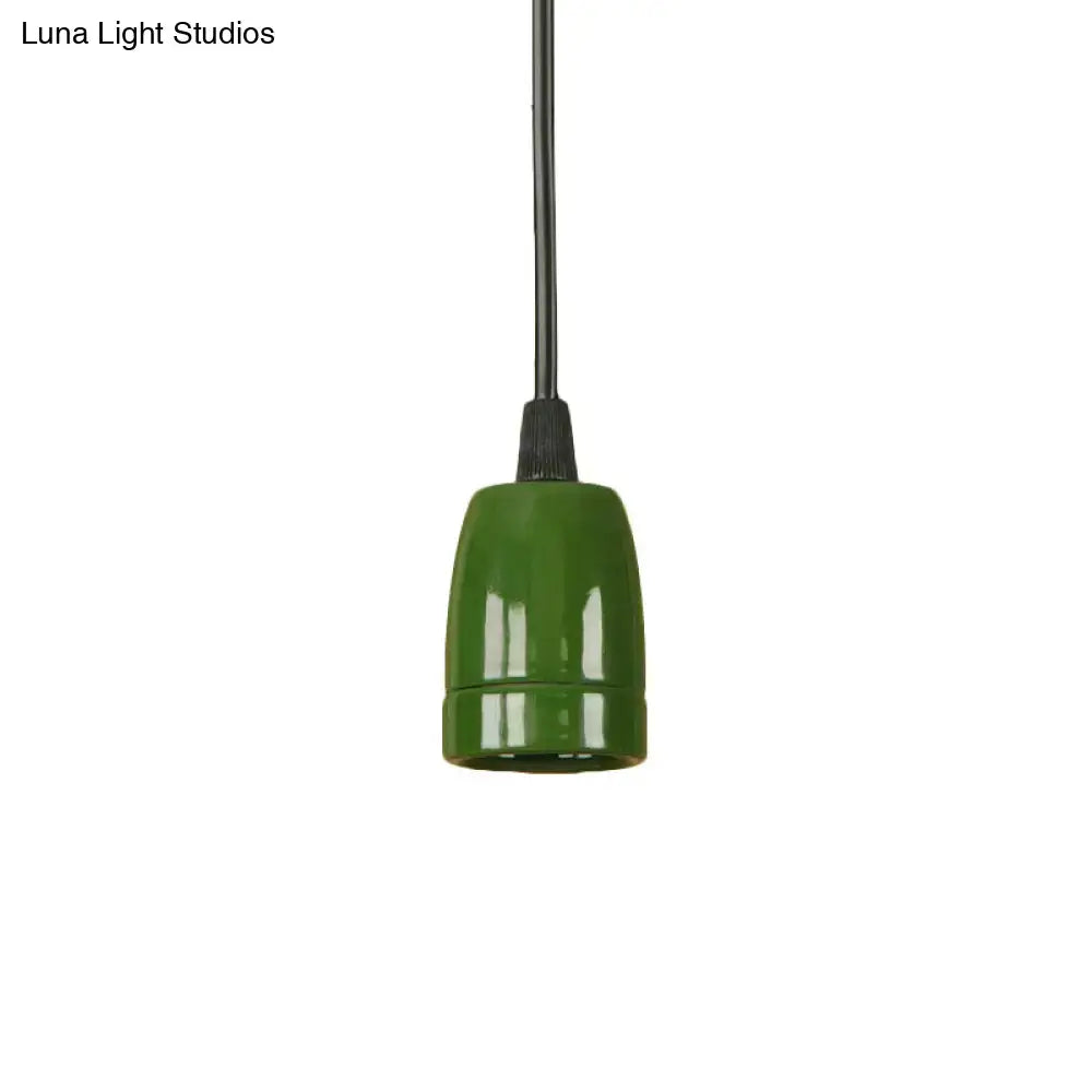 DecorBites™ Retro Style Mini Hanging Pendant Light - Adjustable Cord, Black/Red Ceramic Ceiling Fixture