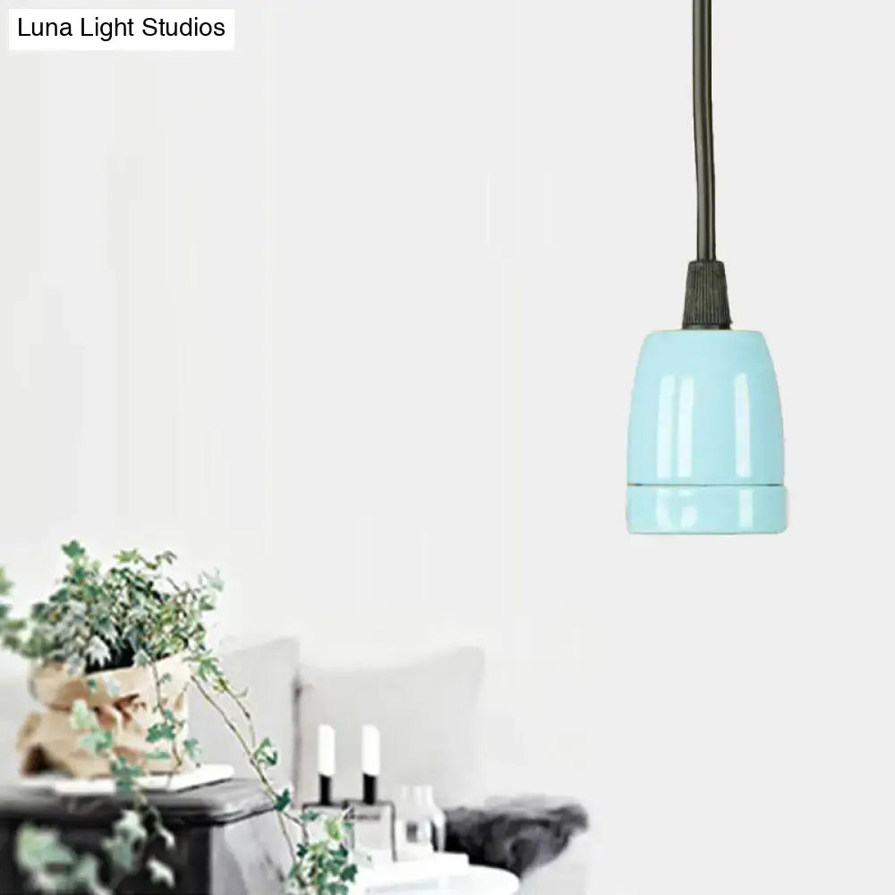 DecorBites™ Retro Style Mini Hanging Pendant Light - Adjustable Cord, Black/Red Ceramic Ceiling Fixture