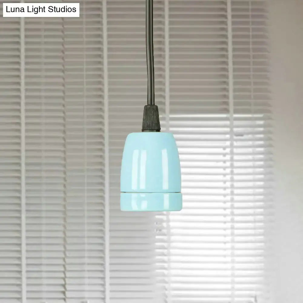 DecorBites™ Retro Style Mini Hanging Pendant Light - Adjustable Cord, Black/Red Ceramic Ceiling Fixture