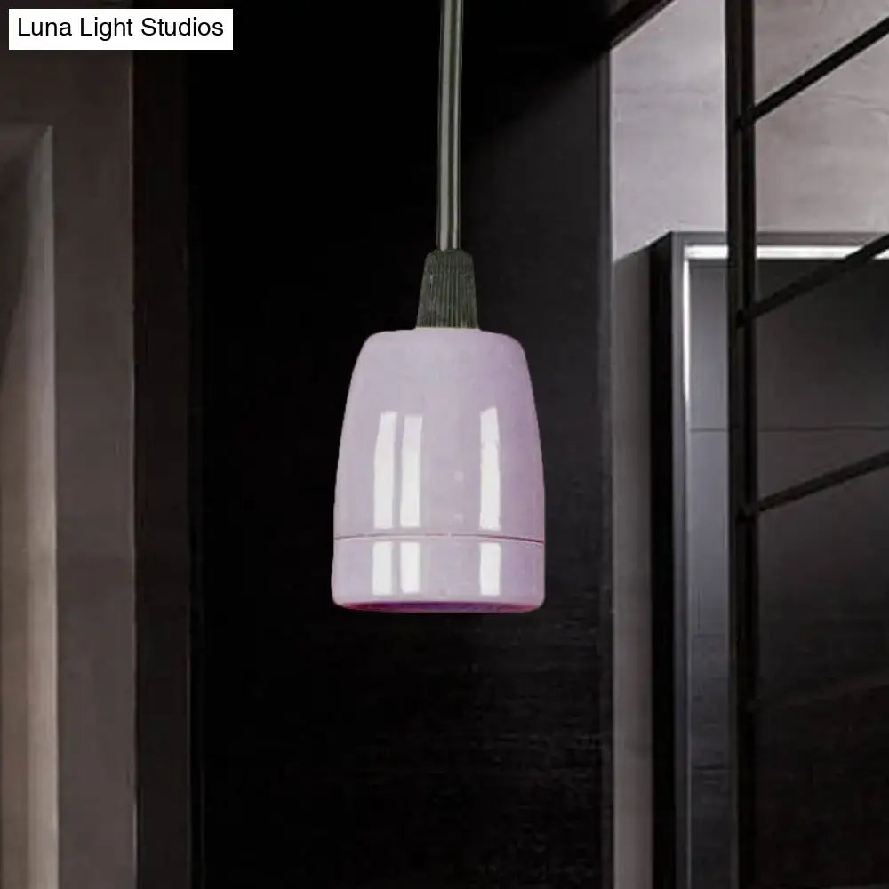 DecorBites™ Retro Style Mini Hanging Pendant Light - Adjustable Cord, Black/Red Ceramic Ceiling Fixture