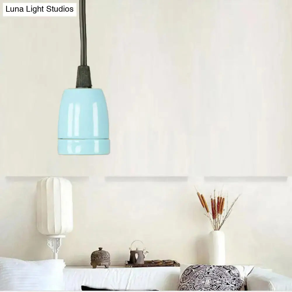DecorBites™ Retro Style Mini Hanging Pendant Light - Adjustable Cord, Black/Red Ceramic Ceiling Fixture