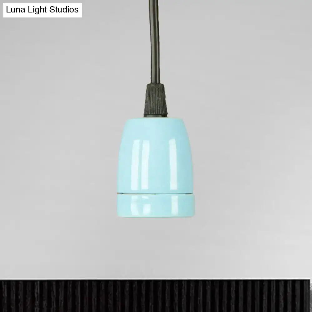 DecorBites™ Retro Style Mini Hanging Pendant Light - Adjustable Cord, Black/Red Ceramic Ceiling Fixture