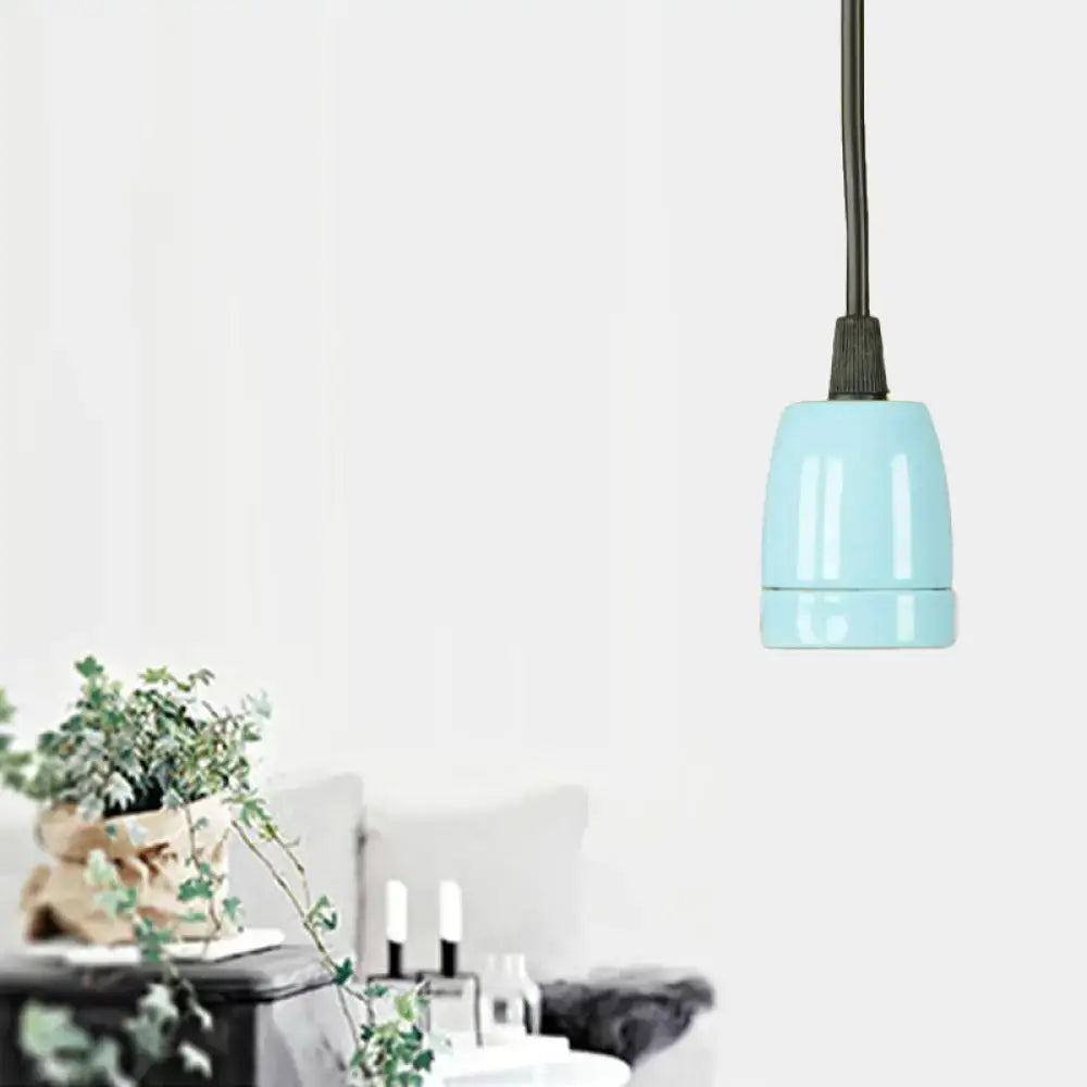 DecorBites™ Retro Style Mini Hanging Pendant Light - Adjustable Cord, Black/Red Ceramic Ceiling Fixture