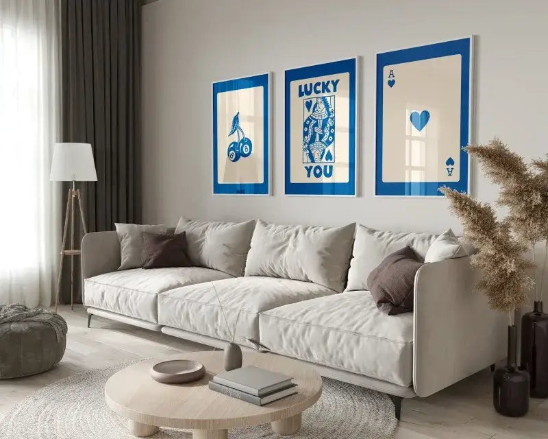 Retro beige and brown wall art posters set living room decor