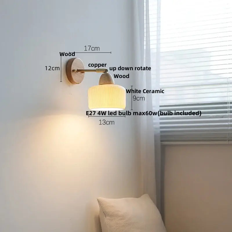 DecorBites™ Ceramic Wood Up Down Rotate LED Wall Sconce Light Fixtures