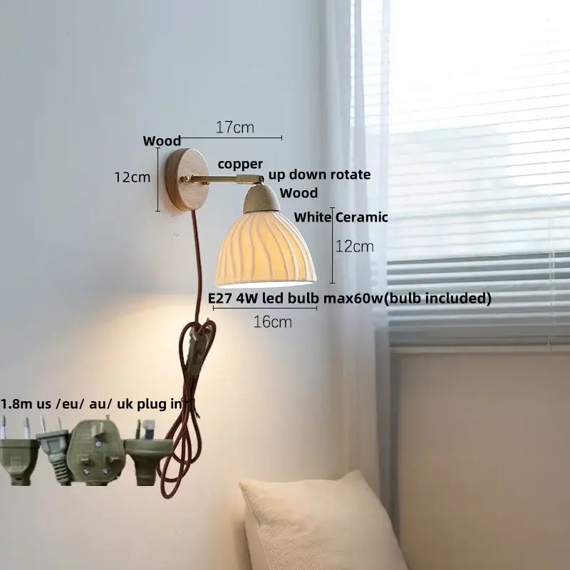 DecorBites™ Ceramic Wood Up Down Rotate LED Wall Sconce Light Fixtures