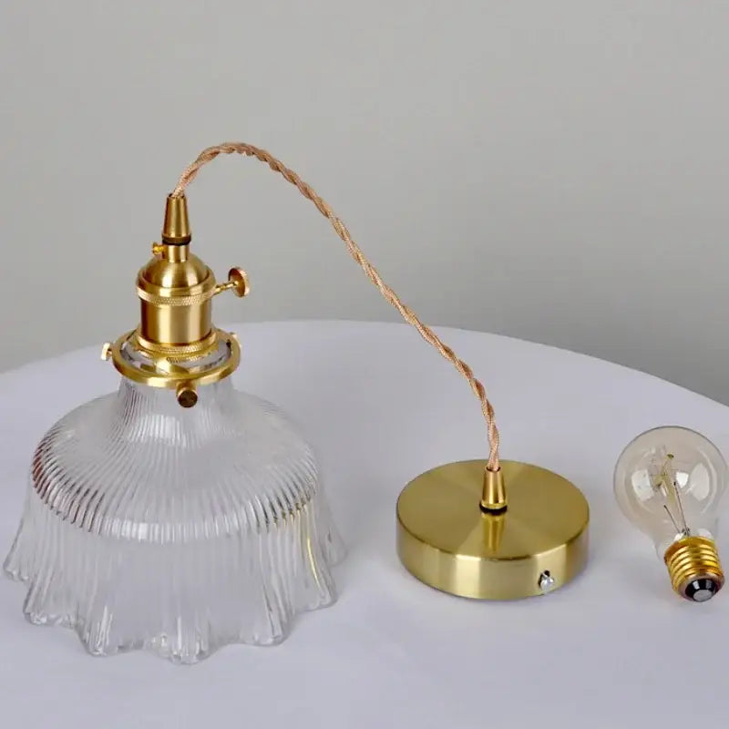 DecorBites™ Clear Glass LED Pendant Lights with Copper Knob Switch for Dining Room