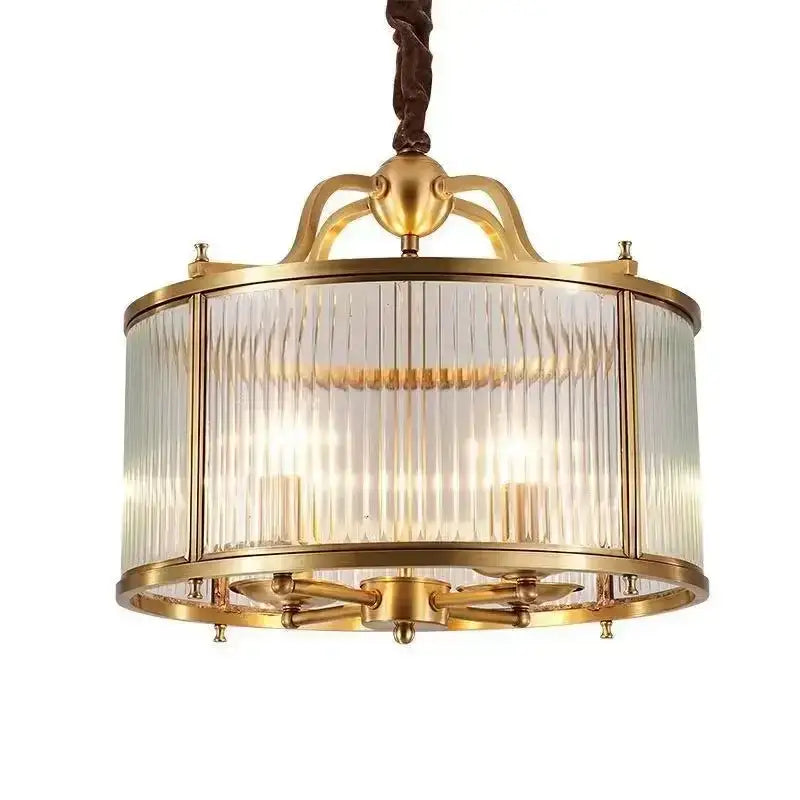 Ribbed decorbites glass chandelier gold living room pendant light