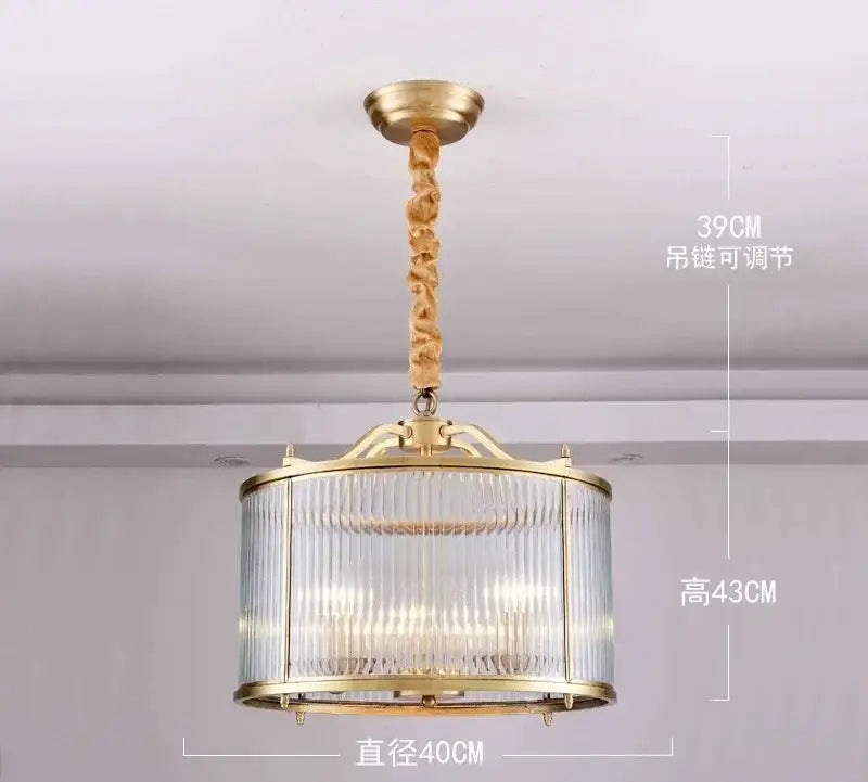 Ribbed decorbites glass chandelier gold living room pendant light