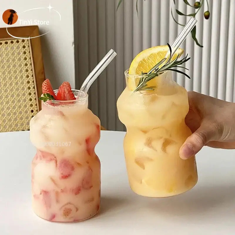 DecorBites™ Borosilicate Glass Cups for Milk, Juice, Tea, Coffee - Heat-resistant & Stylish