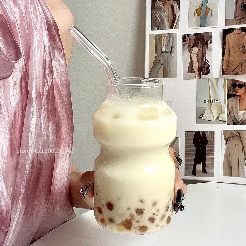 DecorBites™ Borosilicate Glass Cups for Milk, Juice, Tea, Coffee - Heat-resistant & Stylish