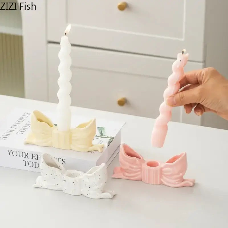 DecorBites™ Bowknot Candle Holder | Desk Decoration, Aroma Diffuser, Home Aroma Container