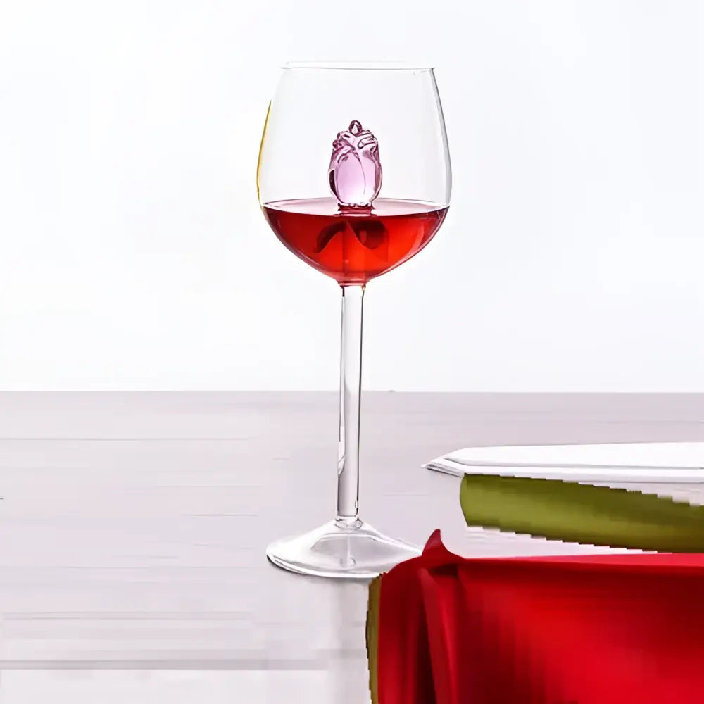 Rose stemware wine glass with pink flowers – dining room decor