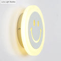 DecorBites™ Round LED Smiley Wall Sconce Kit - Thin & Acrylic, Warm/White Light for Bedroom
