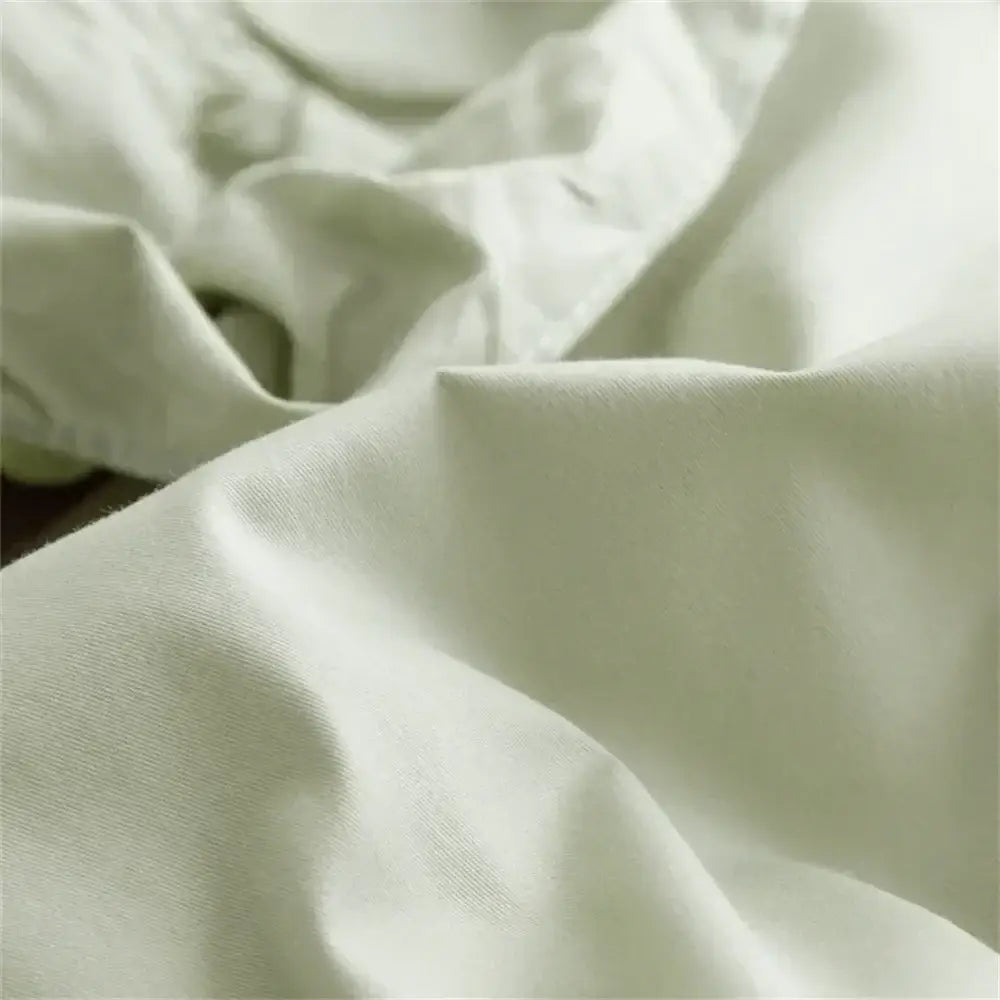 DecorBites™ Light Green Flounce 600TC Egyptian Cotton Bedding Set - Queen/King Size